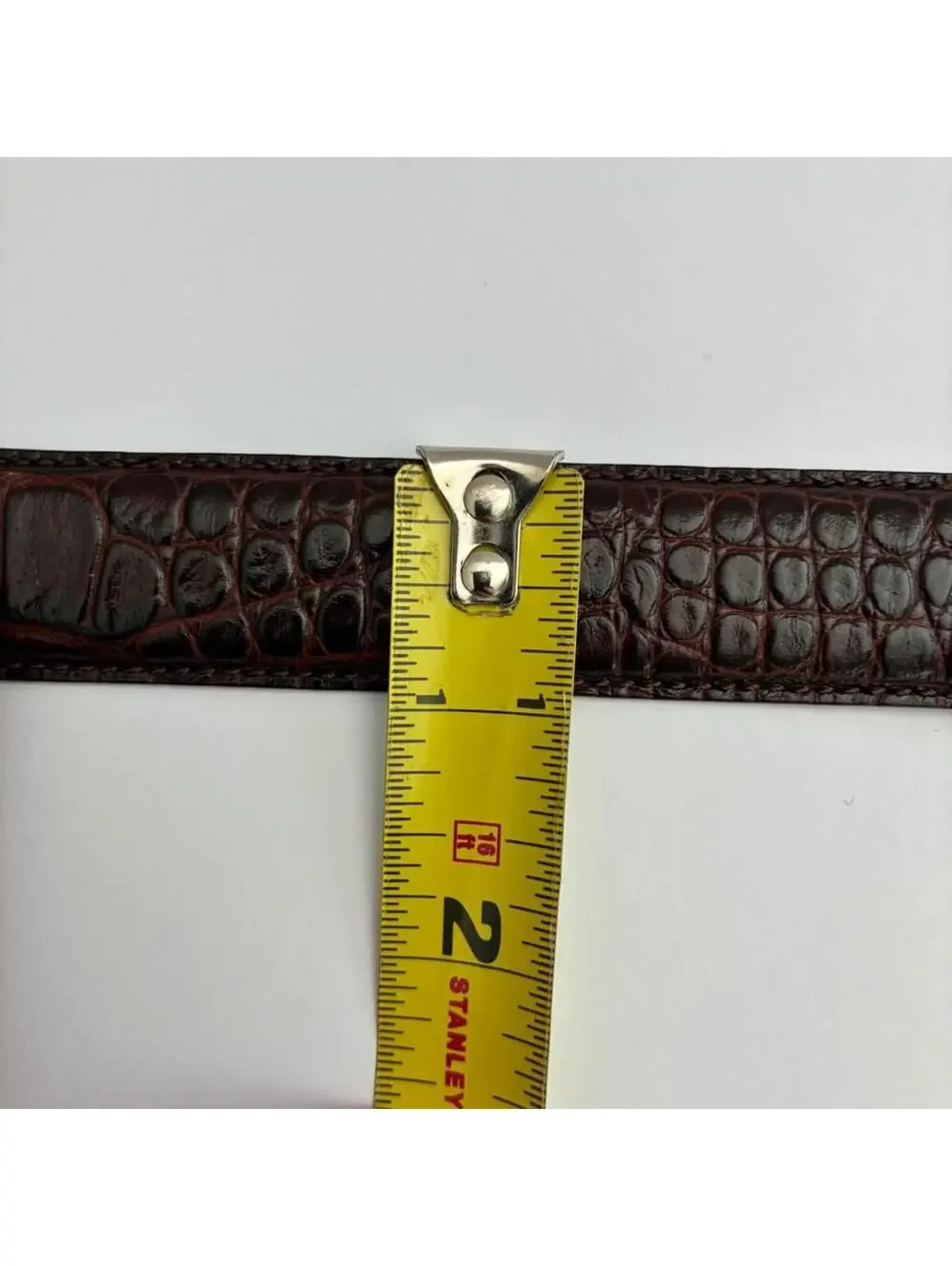 Ralph Lauren Brown Croc Embossed Genuine Leather Belt Buckle Women’s L 33-35”